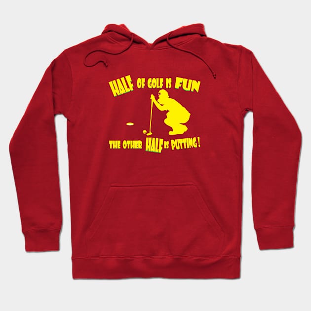 Half of Golf is Fun Yellow Hoodie by KJKlassiks